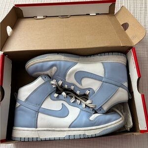 Nike High-Top Dunks in Light Blue and White